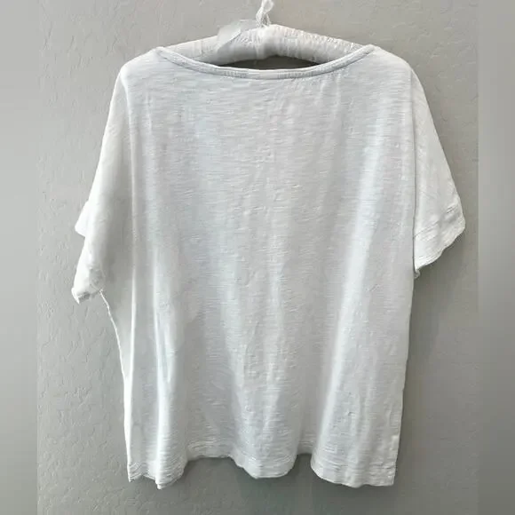 CHICO’S | White Boho Patchwork Short Sleeve Top | Size 3 XL - Picture 5 of 8